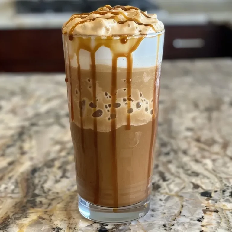 Unleashing Energy: Crafting the Ultimate High Protein Drink Close-up side view of a high protein energy drink with caramel flavoring in a glass.