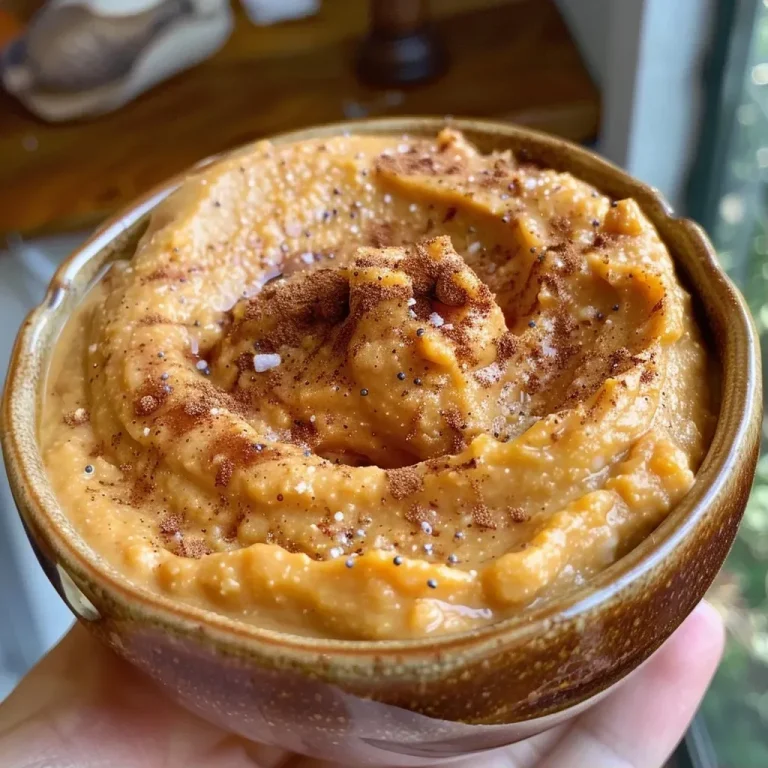 Deliciously Simple High Protein Pumpkin Dip in Just 10 Minutes Close-up of a creamy, high protein pumpkin dip served in a small bowl with a spoon.