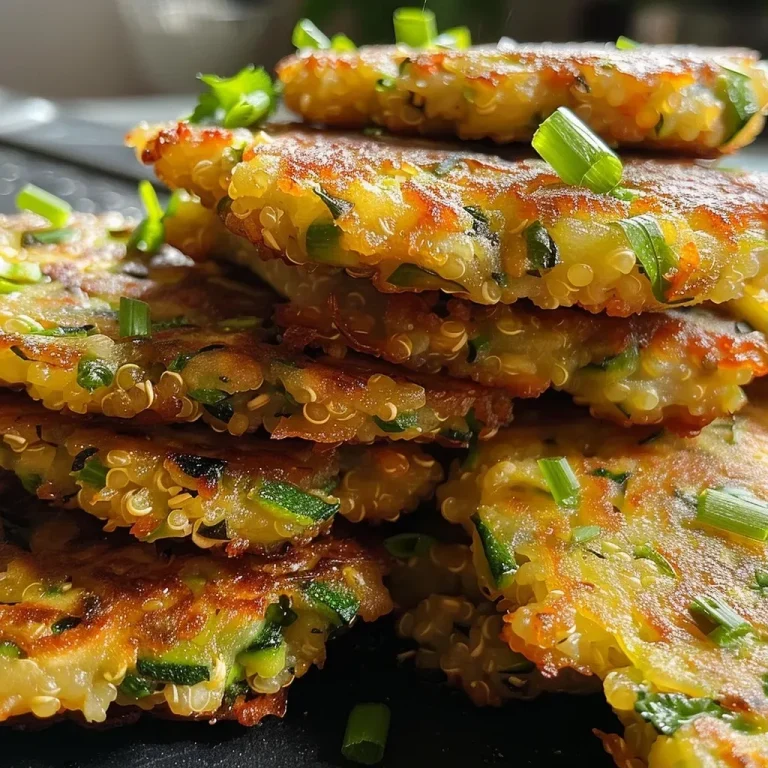 Elevate Your Plant-Based Cooking with Protein-Packed Zucchini Fritters A close-up view of golden-brown vegan zucchini fritters, lightly crispy on the edges.