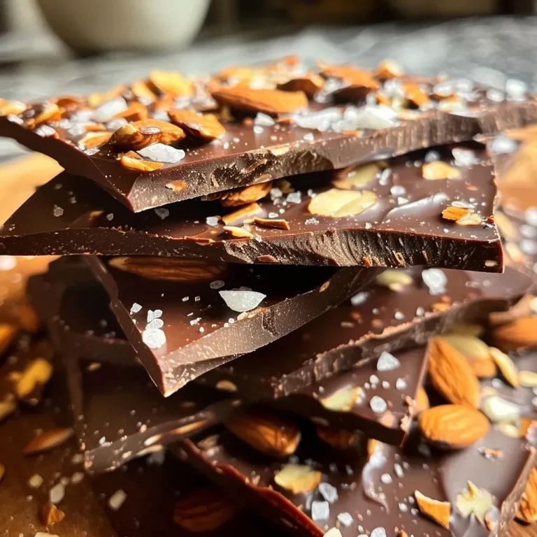 Indulge Guilt-Free: Crafting Keto Chocolate Almond Bark with Ease Close-up view of Keto Chocolate Almond Bark with a glossy finish and scattered almonds.
