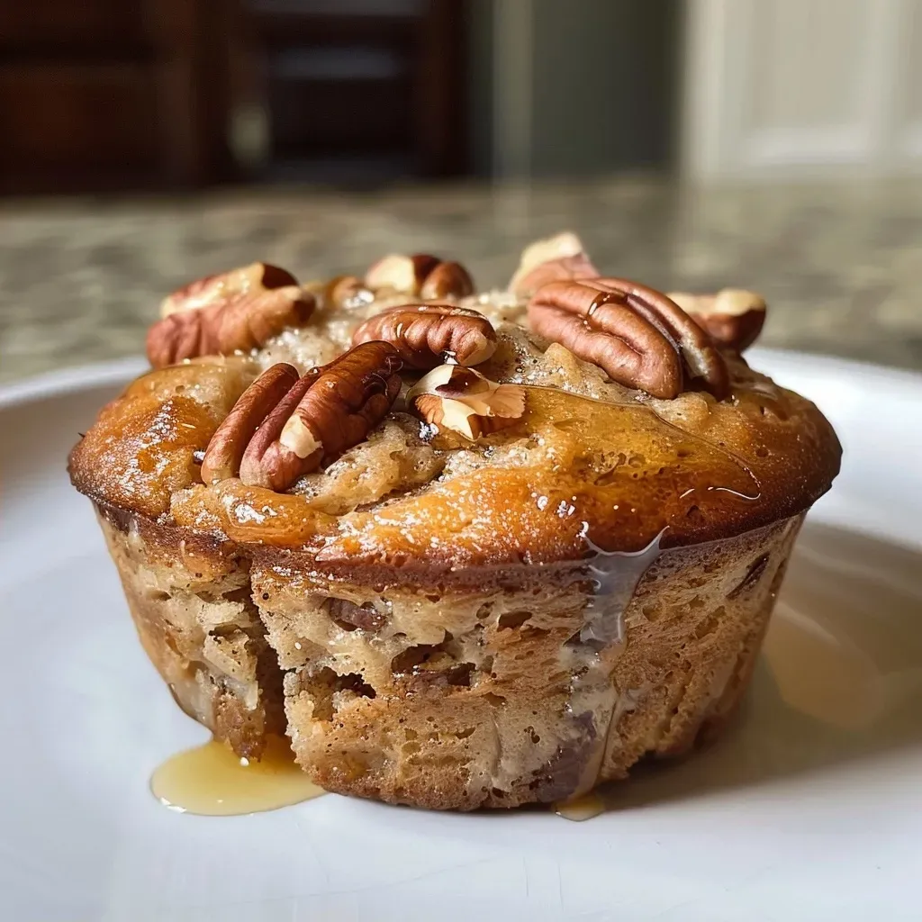 Juicy Maple Pecan Greek Yogurt Muffins showcased in a detailed side perspective, highlighting their texture and ingredients.