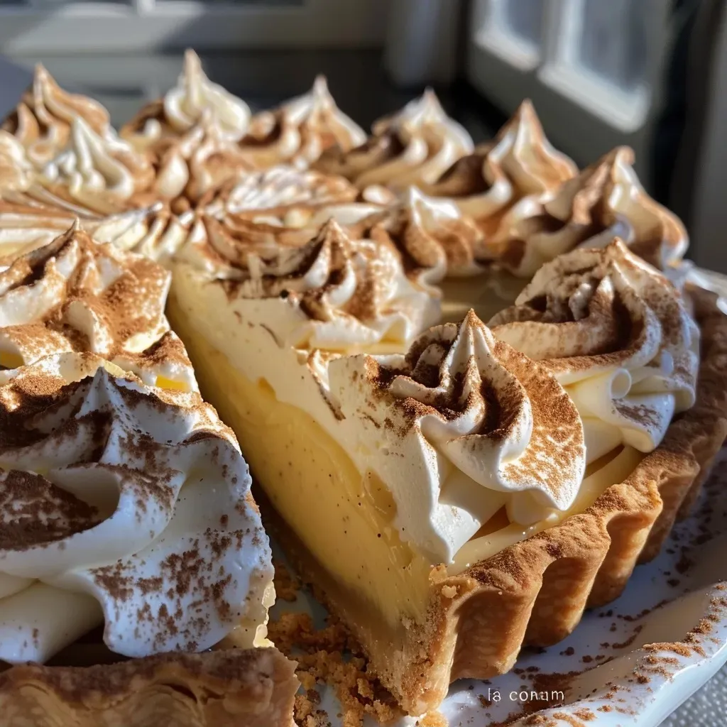 Side view of a decadent Masala Chai Custard Tart displaying its creamy texture and aromatic spices.