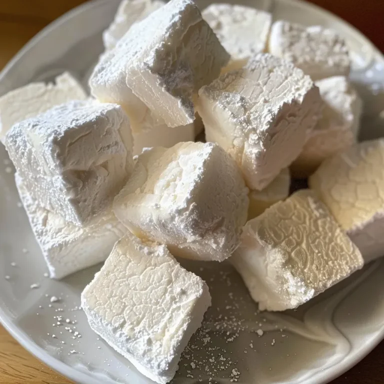 Elevate Your Treats: The Magic of Protein-Packed Marshmallows Close-up of fluffy protein marshmallows dusted with powdered sugar.