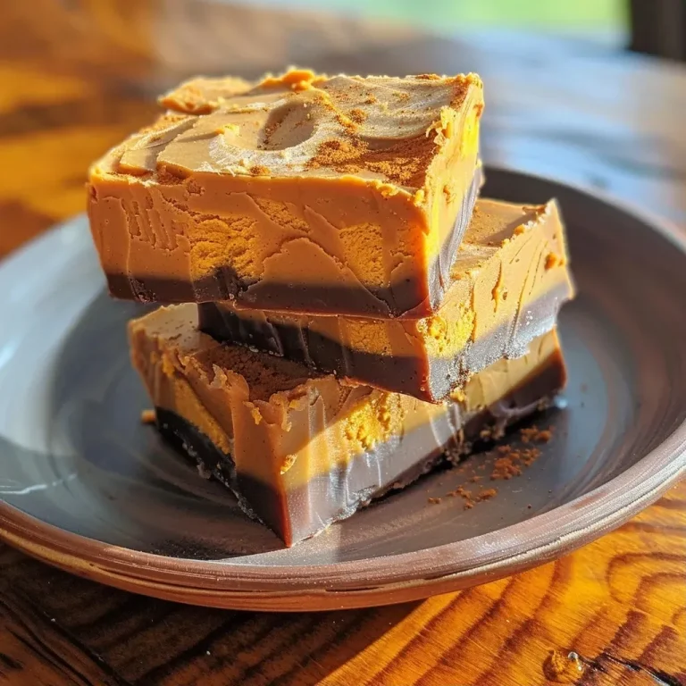 Indulging in Health: The Joy of Protein Pumpkin Spice Fudge Close-up side view of creamy Protein Pumpkin Spice Fudge with a smooth texture.