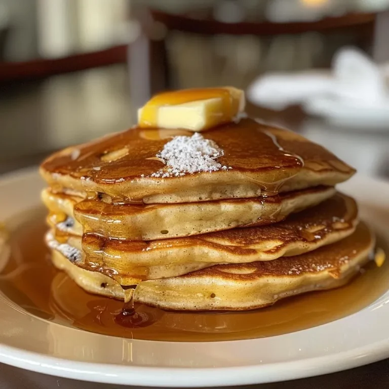 Elevate Your Breakfast: The Joy of Salted Brown Butter Pancakes Close-up view of fluffy salted brown butter pancakes stacked on a plate.