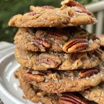 Close-up view of golden-brown Southern Pecan Chewies with a glossy texture.