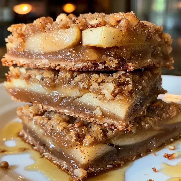 Discover the Warmth of Fall with Irresistible Spiced Pear Bars Close-up view of spiced pear bars showcasing a golden-brown crust and juicy pear filling.