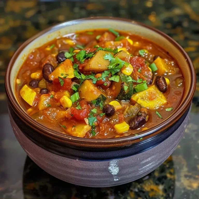 Embrace the Season: A Fresh Take on Summer Vegetable Chili A close-up view of a bowl of vibrant summer vegetable chili with colorful ingredients.