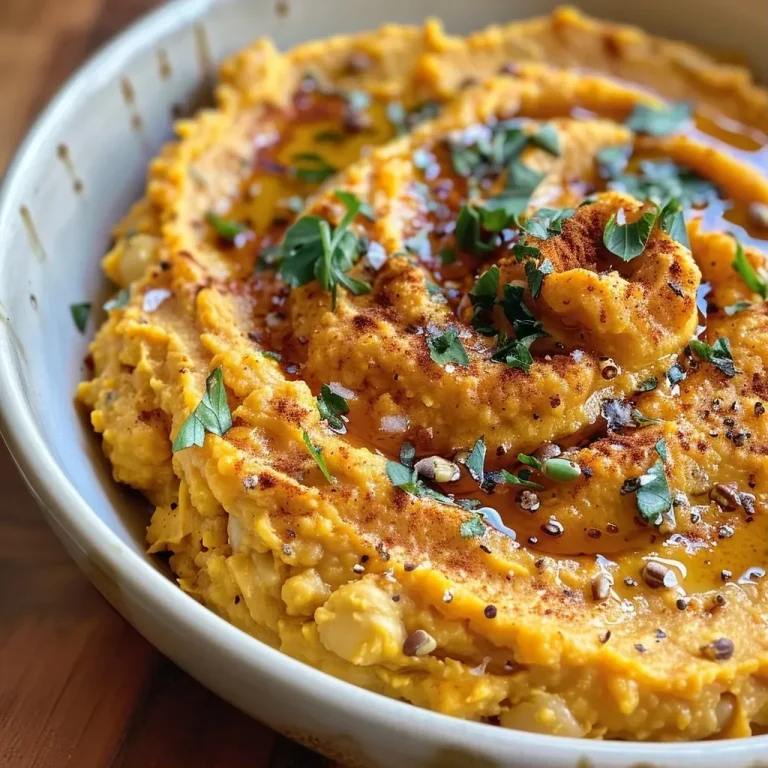 Elevate Your Snacking: The Creamy Sweet Potato Hummus You Need to Try Close-up view of vibrant orange sweet potato hummus in a bowl.