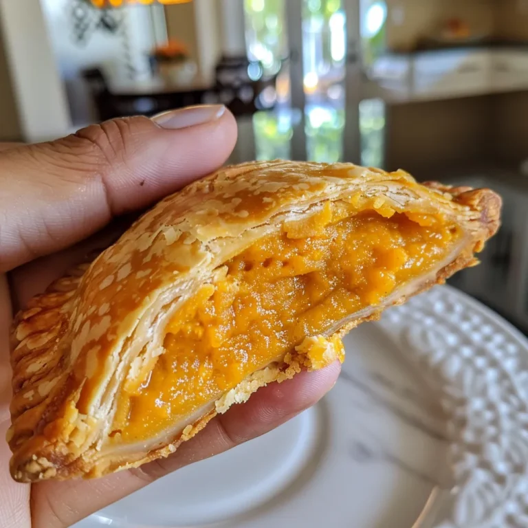 Delightful Pumpkin Cream Cheese Hand Pies: A Taste of Fall in Every Bite Close-up view of a golden-brown Pumpkin Cream Cheese Hand Pie with a flaky crust.