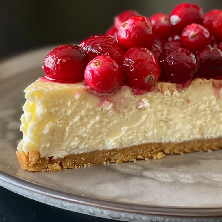 Elevate Your Dessert Game with a Low-Carb Orange Cranberry Cheesecake Close-up shot of a slice of low-carb orange cranberry cheesecake with a creamy texture.