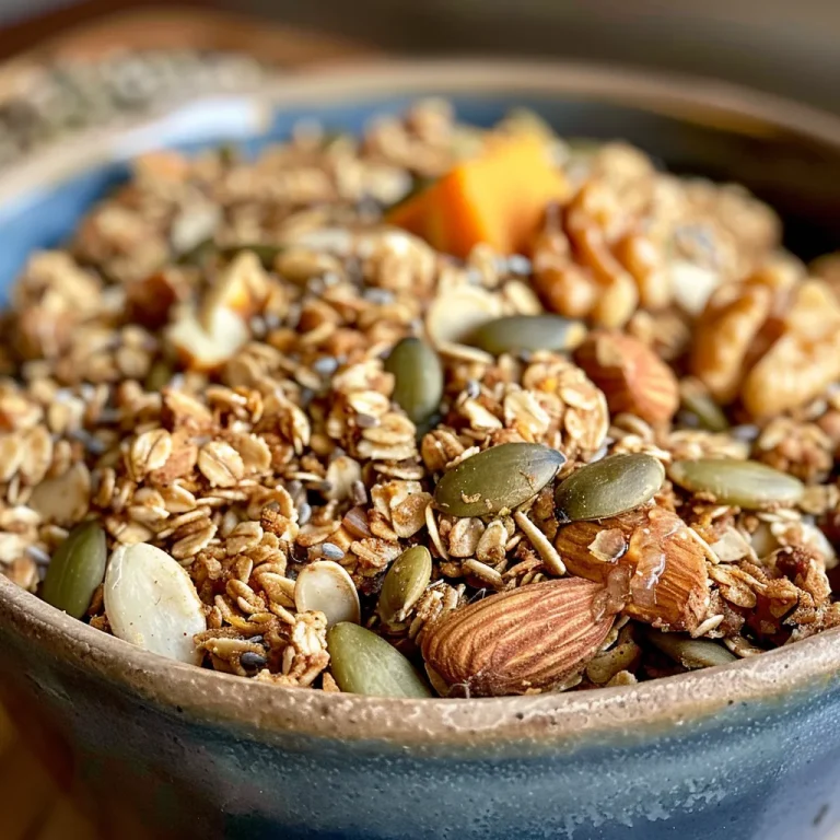 Nourishing Crunch: The Unexpected Joy of High Protein Pumpkin Spice Granola Close-up view of pumpkin spice granola with oats, nuts, and seeds.