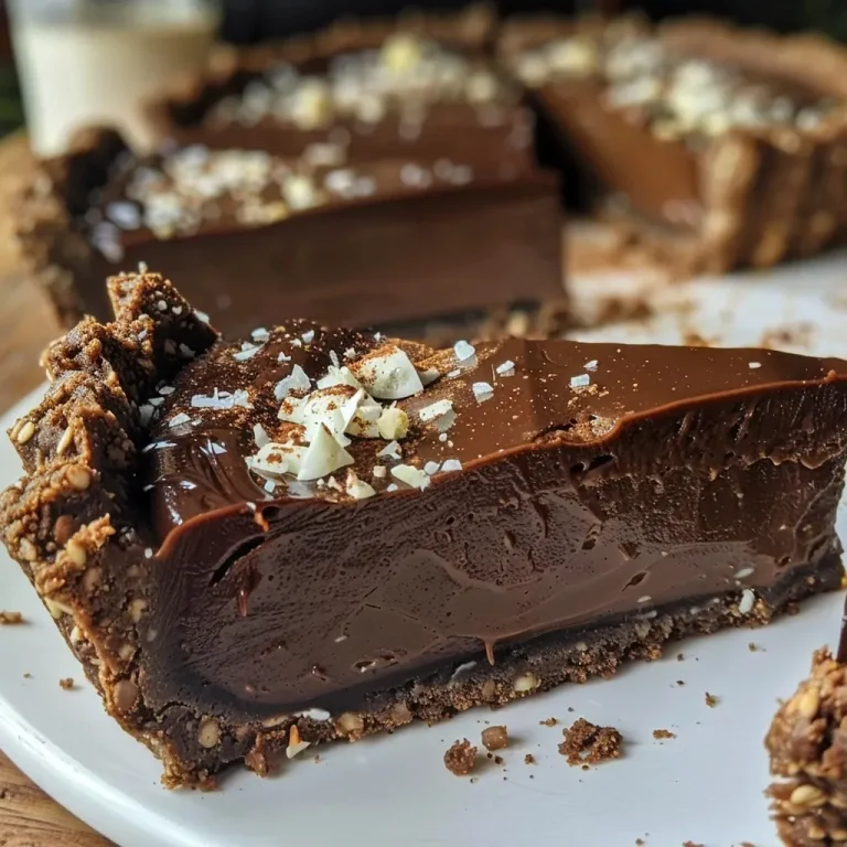 Crafting a Delightful Vegan Chai Chocolate Tart: A Fusion of Warm Spices and Rich Chocolate Close-up of a vegan chai chocolate tart with a glossy chocolate topping.