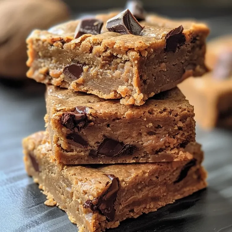 A close-up view of vegan gluten-free chocolate chunk blondies decorated with edible eyes.