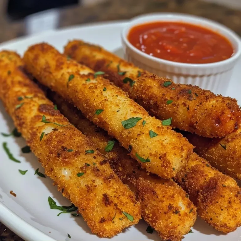 Spellbinding Snacks: Crafting Witch Fingers Cheese Sticks for Spooky Celebrations Close-up side view of Witch Fingers Cheese Sticks with marinara sauce.